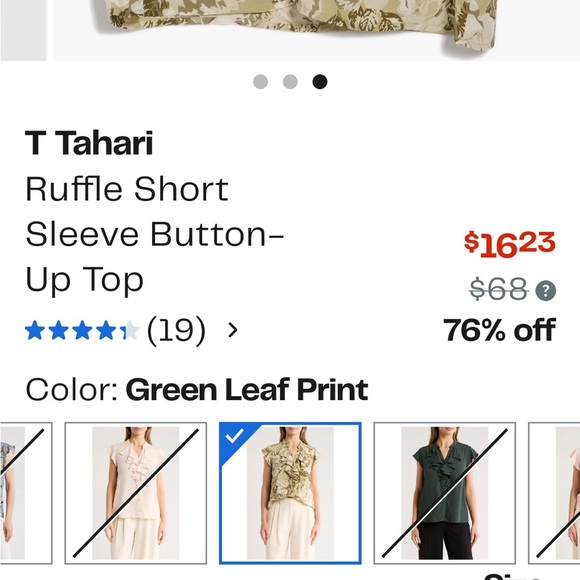 T Tahari Floral Ruffle Blouse - Olive and White Women’s Size Medium - Picture 5 of 16